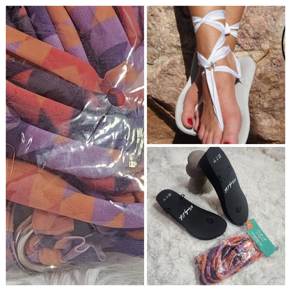 Kandy Life Interchangeable Wedge Sandals Soft Fabric Womens Size 7/NWT